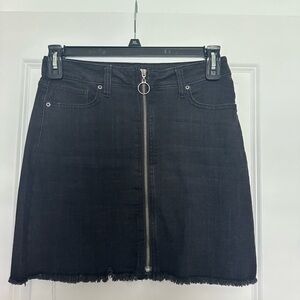 Black Denim Skirt with Zipper Detail